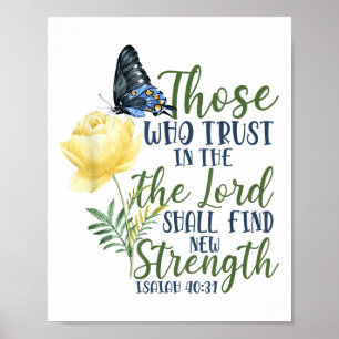 Christian Bible Verse Butterfly Rose Flower Isaiah Poster