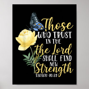 Christian Bible Verse Butterfly Rose Flower Isaiah Poster