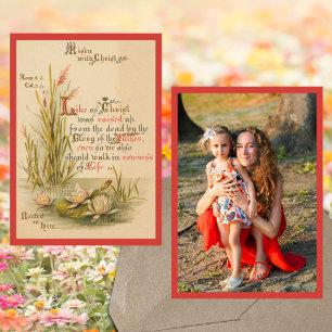 Christian Bible Verse Christ is Risen Photo Easter Holiday Card
