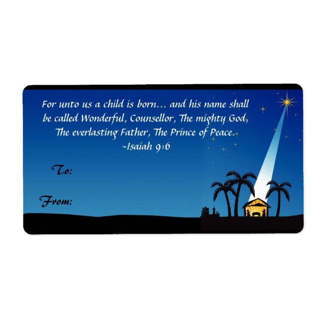 Christian Bible Verse Christmas Gift Tag Label (Front)