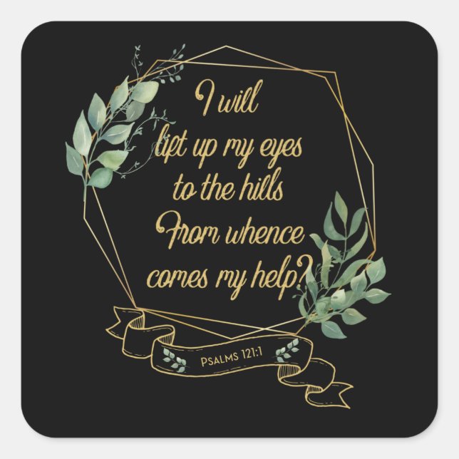 Christian Bible Verse Eucalyptus Leaves Square Sticker (Front)