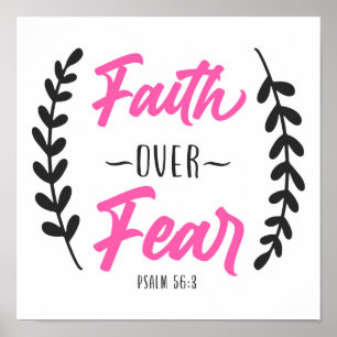 Christian Bible Verse Faith Over Fear Poster