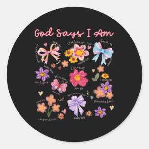 Christian Bible Verse God Say I Am Women Bibles Je Classic Round Sticker