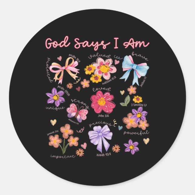 Christian Bible Verse God Say I Am Women Bibles Je Classic Round Sticker (Front)