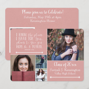 Christian Bible Verse Graduation Photo Collage Invitation