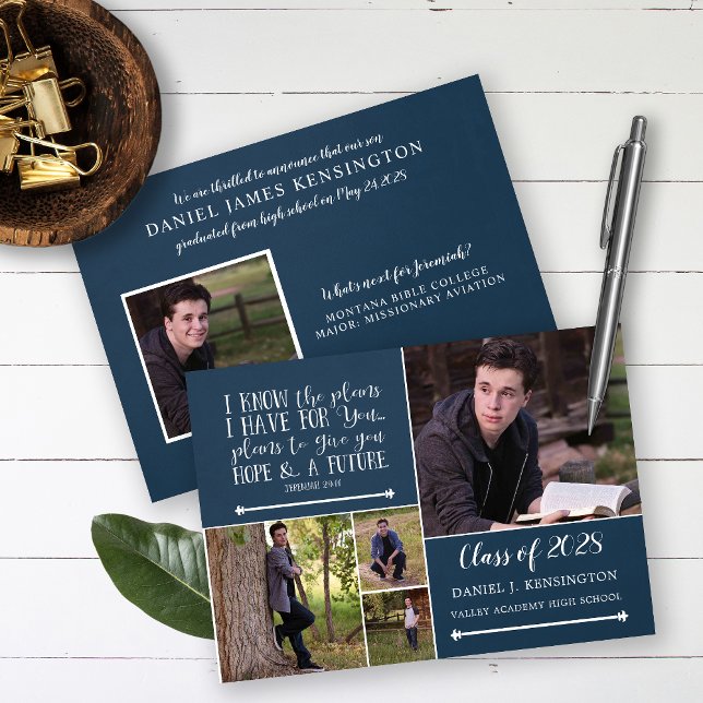 Christian Bible Verse Graduation Photo Collage Invitation (Creator Uploaded)