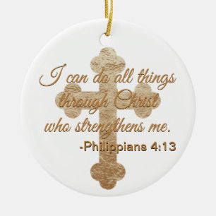 Christian Bible Verse I Can Do All Things Quote Ceramic Tree Decoration