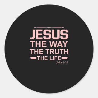 Christian Bible Verse Jesus Way Truth Life Classic Round Sticker