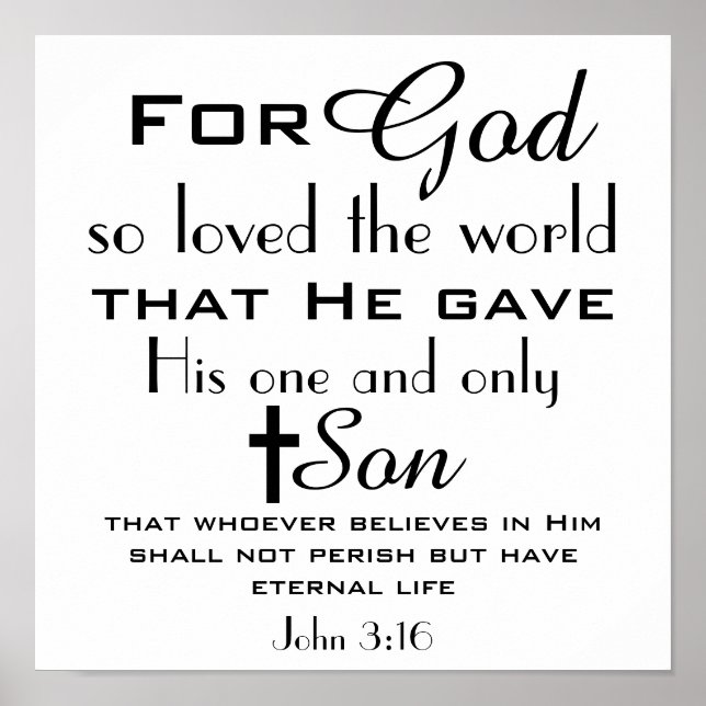 Christian Bible Verse John 3:16 Poster (Front)