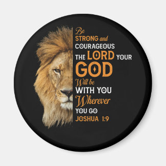 Christian Bible Verse Joshua 1 9 Lion Faith Magnet