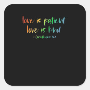 Christian Bible Verse Love Is Patient Love Is Kind Square Sticker