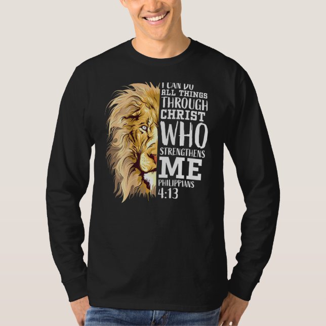 Christian Bible Verse Men Dad Lion Of Judah Back P T-Shirt (Front)