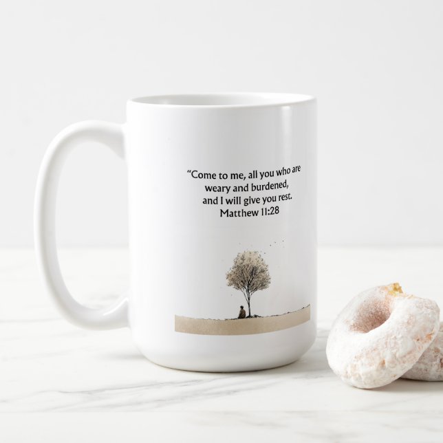 Christian Bible Verse Mug | Faith Gift (With Donut)