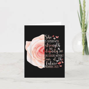 Christian Bible Verse Proverbs 31_25 Rose Flower Card