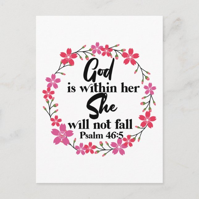 Christian Bible Verse Psalm 46:5 Flower Holiday Postcard (Front)