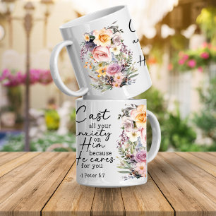 Christian Bible Verse Psalms Floral Coffee Mug