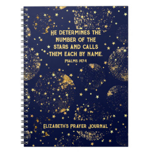 Christian Bible Verse Quote Celestial Stars Name Notebook