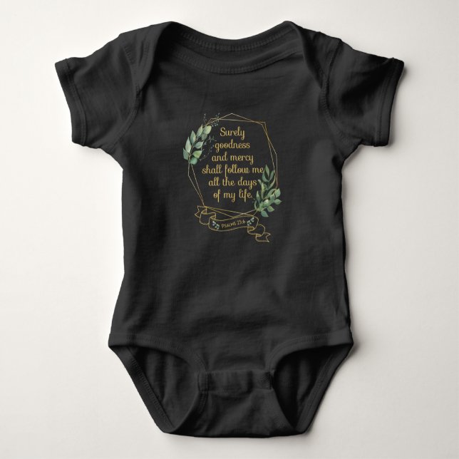 Christian Bible Verse Quote Psalm 23 6 Baby Bodysuit (Front)