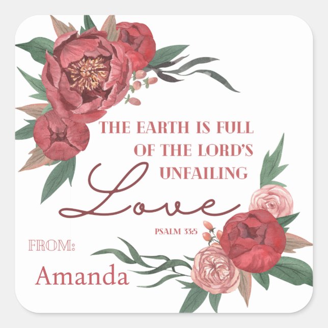 Christian Bible Verse Sticker Watercolor Floral (Front)