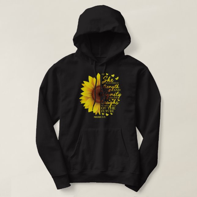 Christian Bible Verse Sunflower Scripture Religiou Hoodie (Design Front)