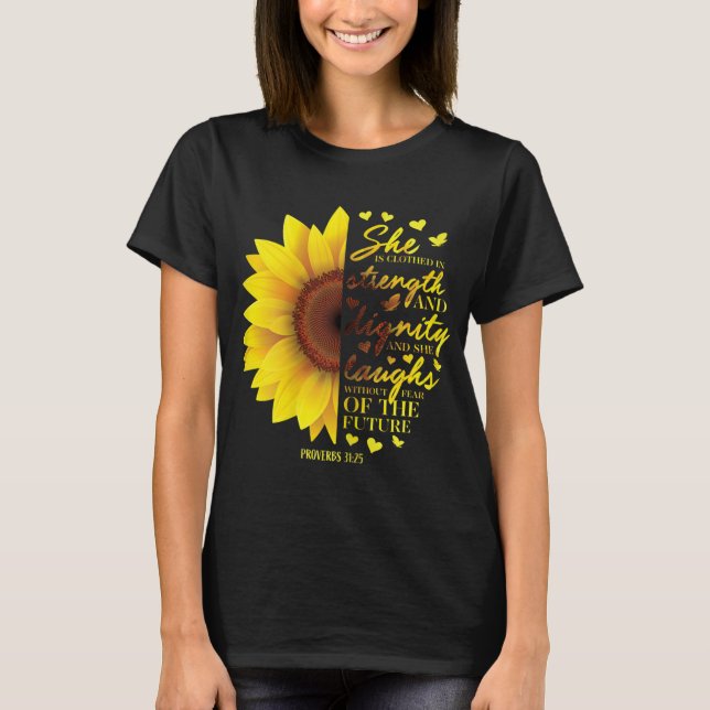 Christian Bible Verse Sunflower Scripture Religiou T-Shirt (Front)