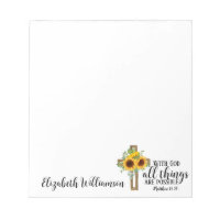 Christian Bible Verse Sunflowers Cross Name