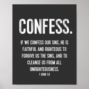 Christian Bible Verse Typography Print, 1 John 1:9 Poster