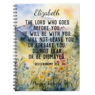Christian Bible Verse Watercolor Mountains Name Notebook