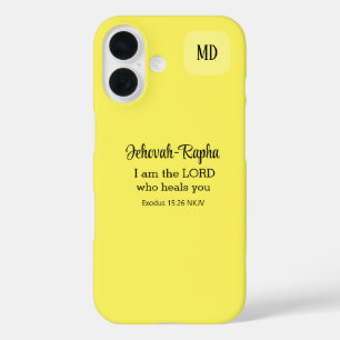 Christian Bible Verse Yellow Monogram iPhone 16 Case