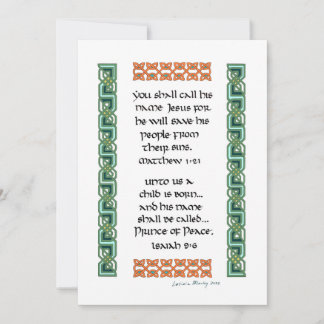 Christian Bible Verses Calligraphy Celtic Knot Holiday Card