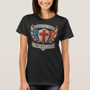 Christian Biker I Ride With Jesus T-Shirt