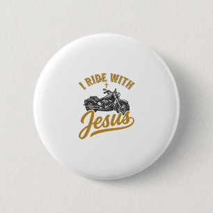 Christian Biker I Ride With Jesus Vintage Motorcyc 6 Cm Round Badge