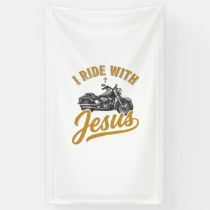 Christian Biker I Ride With Jesus Vintage Motorcyc Banner