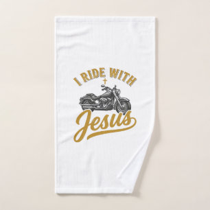 Christian Biker I Ride With Jesus Vintage Motorcyc Hand Towel