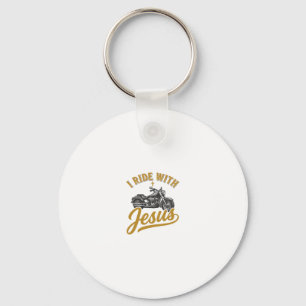 Christian Biker I Ride With Jesus Vintage Motorcyc Key Ring