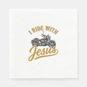 Christian Biker I Ride With Jesus Vintage Motorcyc Napkin