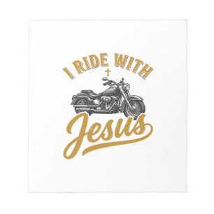 Christian Biker I Ride With Jesus Vintage Motorcyc Notepad