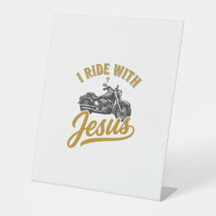 Christian Biker I Ride With Jesus Vintage Motorcyc Pedestal Sign