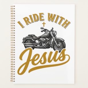 Christian Biker I Ride With Jesus Vintage Motorcyc Planner