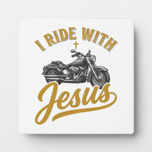 Christian Biker I Ride With Jesus Vintage Motorcyc Plaque