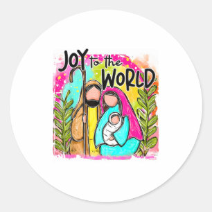 Christian Birth Of Jesus Joy To The World Christma Classic Round Sticker