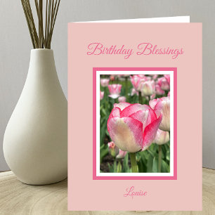 Christian Birthday Pink Tulips Card