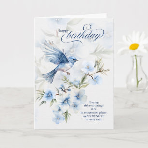 Christian Birthday Strength in Every Step Bluebird Card