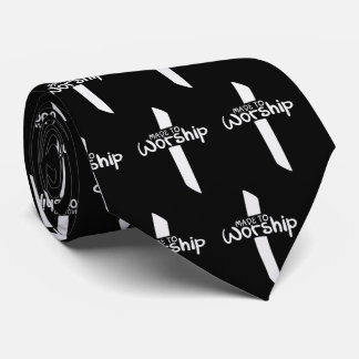 Christian Black and White Cross Made to Worship Tie