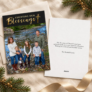 Christian Black Gold Script Holiday Blessings