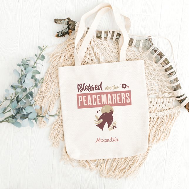 Christian Blessed Are The Peacemakers Quote Boho Tote Bag (Creator Uploaded)