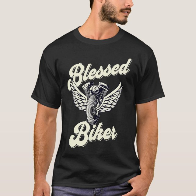Christian BLESSED BIKER Motorcycle T-Shirt (Front)