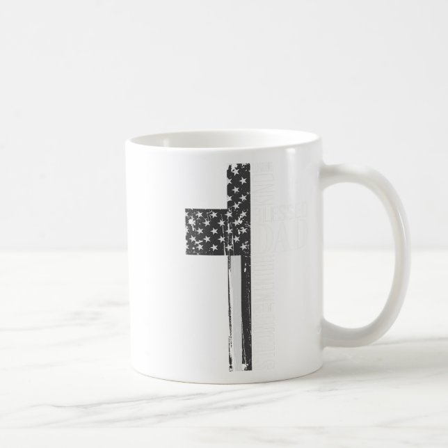 Christian Blessed Dad American Flag Religious Fath Coffee Mug (Right)