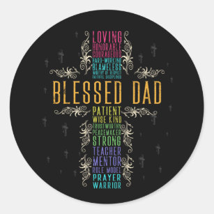 Christian Blessed Dad Cross Fathers Day Faithcross Classic Round Sticker