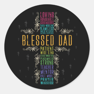 Christian Blessed Dad Cross Fathers Day Faithcross Classic Round Sticker